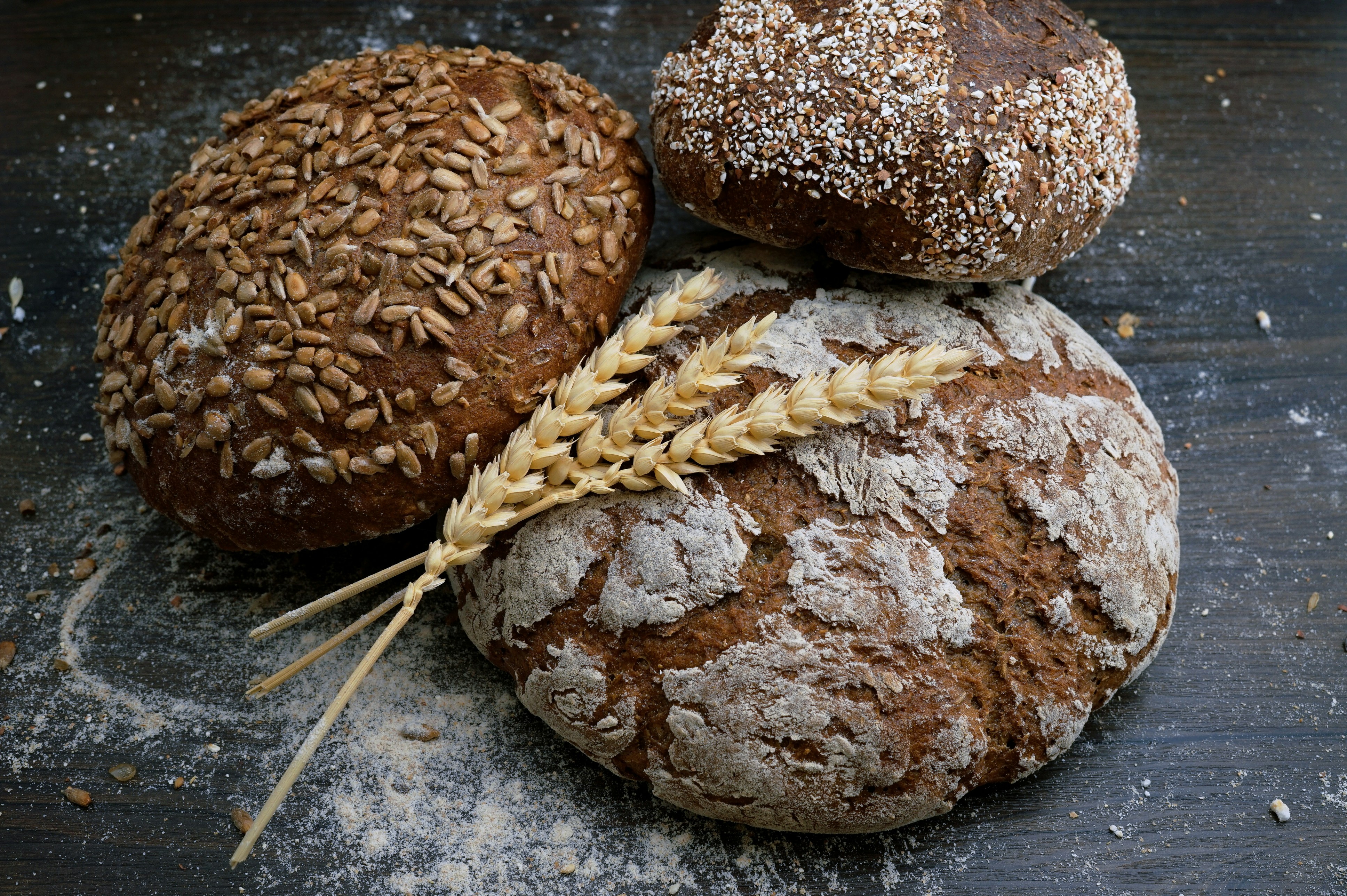 three different kind of bread